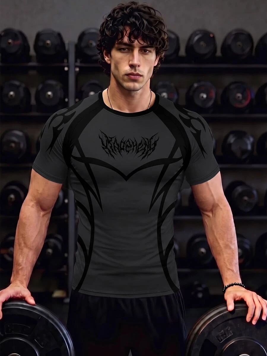 GymBeat Men's Fashion All-Over Print Slim Fit Sports T-Shirt - Multicolor - View 1