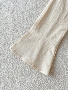 SHEIN 青少年女孩長袖領口杏色襯衫 100%純棉，休閒學院風騎士刺繡 日常外出與校園生活（春季/秋季） - 杏色 - 查看 8