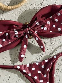 SHEIN Swim Springbreak Women Beachwear Summer Outfits For Women Random Print Bandeau Bikini Set With Metal Decor Sexy - Multicolor - View 6