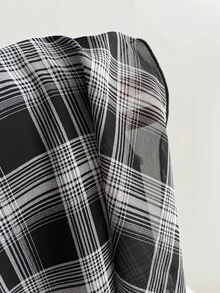 Elamini Women's Casual Classic Plaid Chiffon V-Neck Waist Asymmetrical Hem Dress, Spring/Summer - Multicolor - View 5