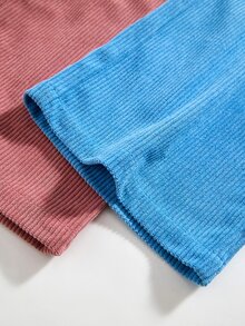 SHEIN 少女款抓絨秋季服飾 秋冬/冬季 羅紋燈芯絨可調扣彈性腰連身褲，適合秋冬穿著，日常穿搭 - 彩色 - 查看 6