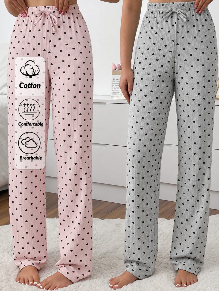 SHEIN قطعتان من سراويل النوم للنساء - متعدد الألوان - مشاهدة 1
