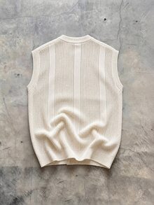Manfinity CasualKnits Men's Solid Color Casual Versatile Daily Wear Knitted Vest - Apricot - View 2