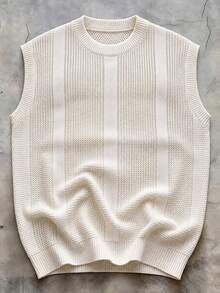 Manfinity CasualKnits Men's Solid Color Casual Versatile Daily Wear Knitted Vest - Apricot - View 3