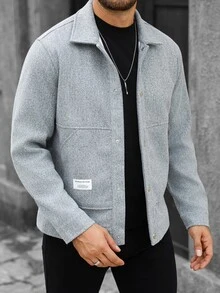 Manfinity Homme Men's Minimalist Casual Commute Short Coat - Grey - View 3
