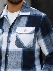 Manfinity Homme Men's Autumn-Winter Old-Money Jacket, Yarn-Dyed Plaid Fabric. Y2K-Themed Gift For Christmas & Halloween. - Multicolor - View 4