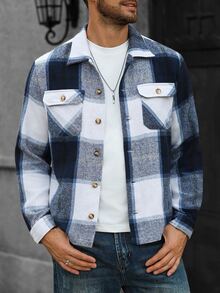 Manfinity Homme Men's Autumn-Winter Old-Money Jacket, Yarn-Dyed Plaid Fabric. Y2K-Themed Gift For Christmas & Halloween. - Multicolor - View 3