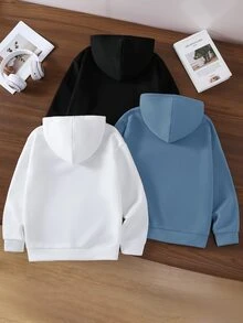 SHEIN 6件組兒童青少年男孩極簡街頭風小字母印花運動衫，休閒學院風舒適時尚簡約實用百搭，柔軟面料，適合日常穿著、上學、旅行、戶外運動，四季皆宜 - 彩色 - 查看 2