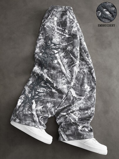 Major Grit Pantalones de chándal de hombre con camuflaje biónico blanco y bordado 3D, estilo streetwear, casual versátil para uso diario, regalo para novio/esposo, regalo de aniversario