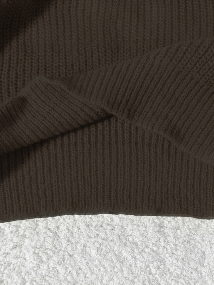 Franclia Women's Solid Color Casual Minimalist All-Match Versatile Daily Long Sleeve Sweater Everyday House Dark Brown Fall - Chocolate Brown - View 7