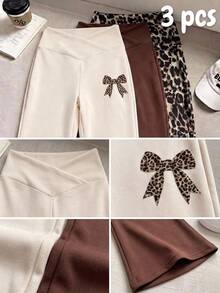 SHEIN Kids 3PCS Tween Girls Pants - Multicolor - View 5