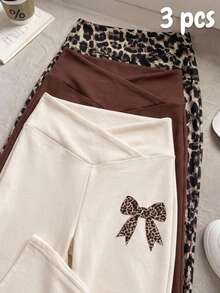 SHEIN Kids 3PCS Tween Girls Pants - Multicolor - View 4
