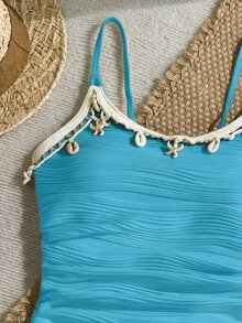 SHEIN Conjunto de 2 piezas de unicolor de jacquard para adolescentes - Celeste - Ver 5