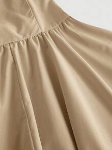 SHEIN MOD Váy thắt nơ hở lưng lãng mạn màu Khaki Dreamy, dành cho các buổi hẹn hò, tiệc tùng, ngày lễ, tiệc trà, sinh nhật - Màu Khaki - Xem 4