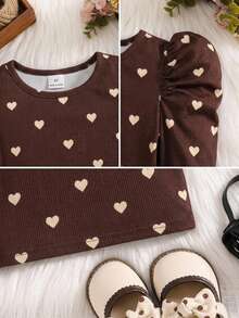 SHEIN 少女女童 T-shirt - 咖啡棕 - 查看 7