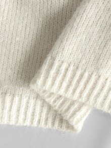 SHEIN Women's Autumn And Winter Knot Soft Regular Casual Loose Solid Color Pullover Sweater, Business Office Outfit, Urban Teacher Professional Outfit - Beige - View 7