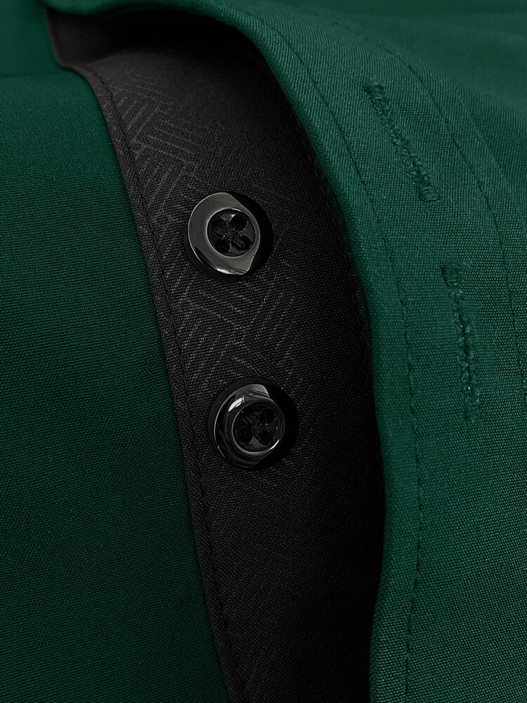 Calvornis Manfinity Mode Men's Long-Sleeve Business Casual Shirt , Premium Embossed Design, Formal, Old Money - Dark Green - View 5