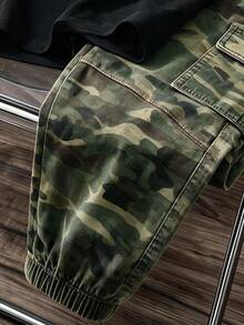 Young Boy Camouflage Letter Print Short Sleeve T-Shirt And Cargo Pants Casual Set Birthday Beach White Summer - Multicolor - View 6