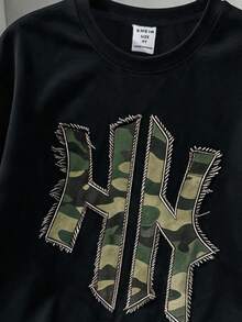 Young Boy Camouflage Letter Print Short Sleeve T-Shirt And Cargo Pants Casual Set Birthday Beach White Summer - Multicolor - View 4