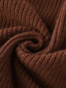LUMIGAL Women's Solid Color Casual Versatile Daily Wear Long Sleeve Sweater - Brown - View 4