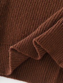 LUMIGAL Women's Solid Color Casual Versatile Daily Wear Long Sleeve Sweater - Brown - View 5