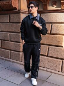 FELIPE ZIMMER FELIPE ZIMMER 男士秋季街头学院风长裤 - 黑色 - 查看 1