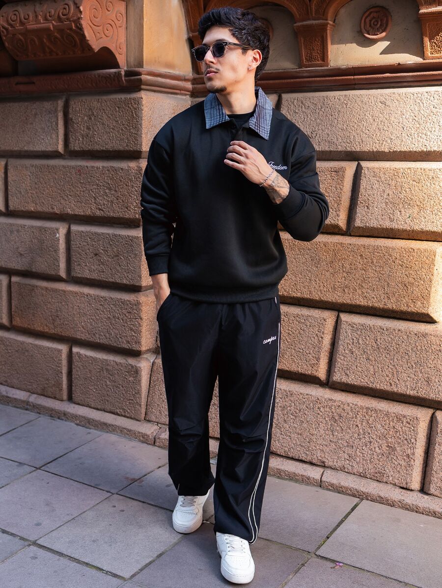 FELIPE ZIMMER FELIPE ZIMMER 男士秋季街头学院风长裤 - 黑色 - 查看 1