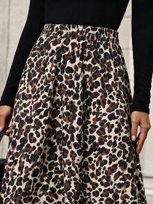 SHEIN Women's Leopard Print Loose Lantern Sleeve Satin Blouse, Sexy Vintage Style Spring/Autumn Shirt, Suitable For Date, Party, Commute Wear - Brown - View 6