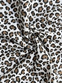 SHEIN Time To Sleep Moon & Cloud Graphic Top And Leopard Print Pants Pajama Set For Women - Grey - View 7