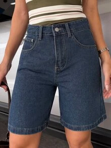 BiaLiraa Women's Comfortable Casual Loose Fit Denim Bermuda Shorts, New Summer Style Y2K - Blue - View 5