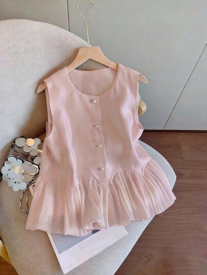 Resyla 女款無袖圓領拼接上衣