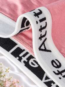 SHEIN Women's Waist Letter Patchwork Solid Color Triangle Panties (5-Piece Set) - Multicolor - View 5
