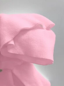 RosyDaze كنزة صوفية قصيرة محبوكة بنسيج مضلع، ملابس علوية بأكمام طويلة محبوك، للخريف والشتاء - وردي - مشاهدة 7