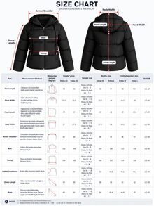 SHEIN Petite Size Women Solid Black Hooded Drawstring Casual Puffer Wntercoat Everyday Travel Club Going Out Winter - Black - View 9