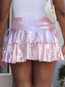 Steph T Women's Double-Layer Pink Cake Mini Skirt Skirts For Women Mini - Pink - View 2