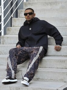 Devon Thys Men Fashionable Street Style Y2K Jungle Leopard Print All-Over Graphic Sweatpants, A Must-Have Item, Fall - Brown - View 3