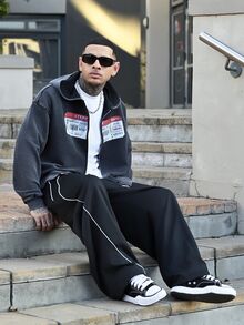 Devon Thys 男士水洗落肩拉链休闲连帽衫，秋季款 - 黑色 - 查看 1
