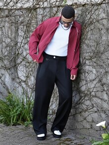 Devon Thys Men's Casual Commuter Striped Long Sleeve Shirt - Red - View 4