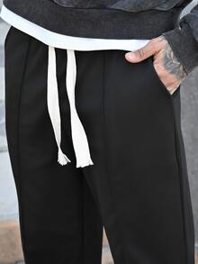 Devon Thys Men's Drawstring Loose Fit Straight Leg Sporty Outdoor Casual Pants, Business Formal Style, Fall - Black - View 6