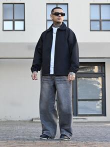 Devon Thys 男士休闲复古宽松带口袋牛仔裤 - 灰色 - 查看 2