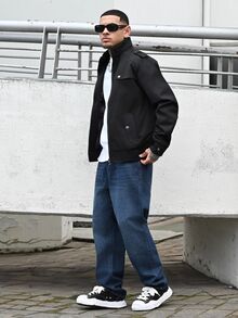 Devon Thys 男式休闲破洞锥形牛仔裤 - 深色水洗藍 - 查看 3
