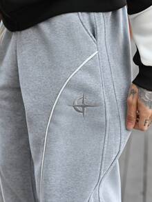 Devon Thys Men's Street Hip-Hop Sweatpants Wide Leg - Light Grey - View 5