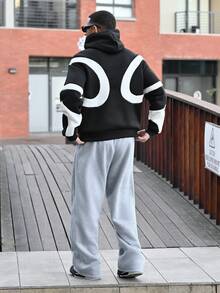 Devon Thys Men's Street Hip-Hop Sweatpants Wide Leg - Light Grey - View 4