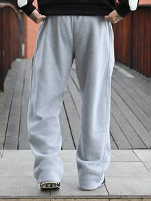 Devon Thys Men's Street Hip-Hop Sweatpants Wide Leg - Light Grey - View 6