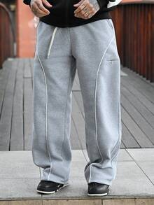Devon Thys Men's Street Hip-Hop Sweatpants Wide Leg - Light Grey - View 2