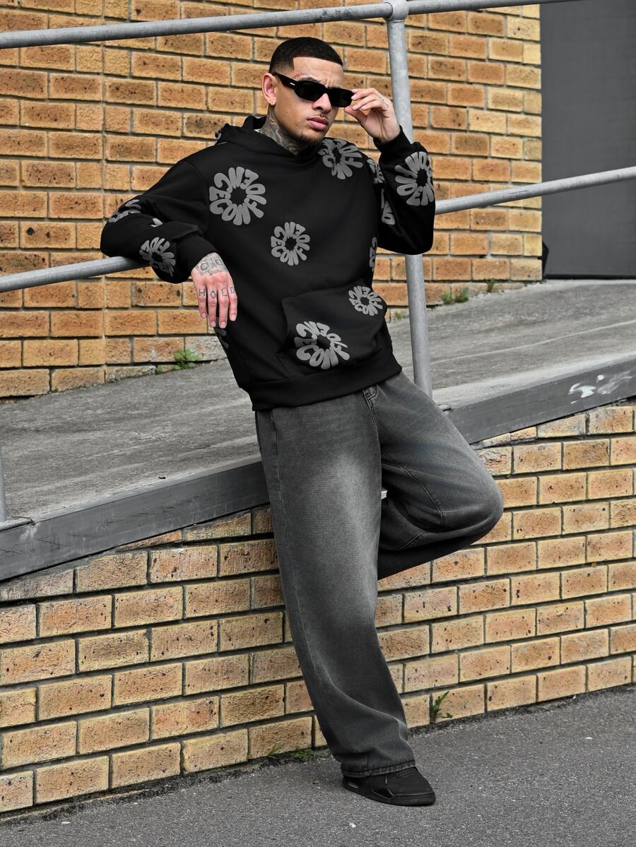 Devon Thys 男士黑色宽松阔腿休闲牛仔裤 - 淺灰色 - 查看 1