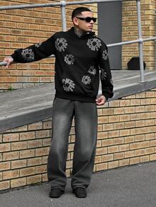 Devon Thys 男士黑色宽松阔腿休闲牛仔裤 - 淺灰色 - 查看 3
