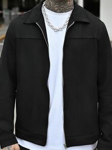 Devon Thys Men Long Sleeve Zip Up Slant Pocket Jacket, Fall - Black - View 6