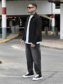 Devon Thys Men Long Sleeve Zip Up Slant Pocket Jacket, Fall - Black - View 3