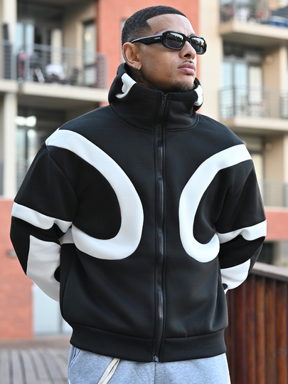 Devon Thys Men's Street Style Patchwork Zip-Up Hoodie,Streetwear,Friends,Matching,Baggy,For Men,Graphic,Japanese Style,Unisex,I Love My Girlfriend